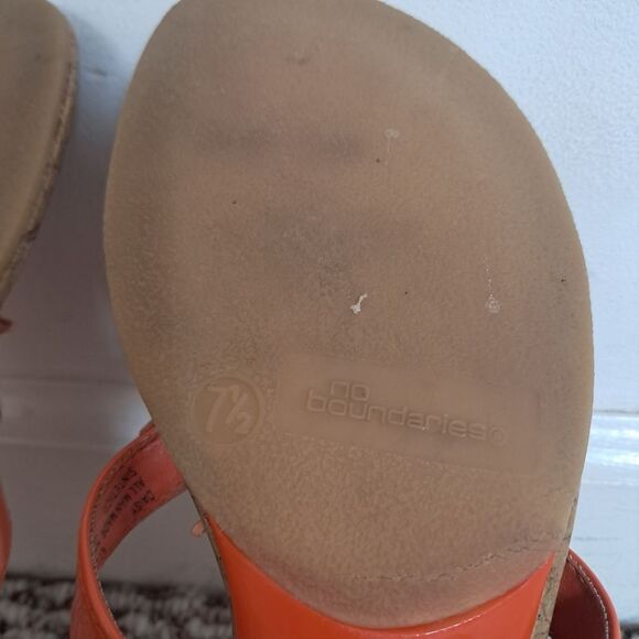 Vintage Y2K Kitten Heels Women's 7.5 No Boundaries Orange Flower Cork Preppy - Picture 7 of 11